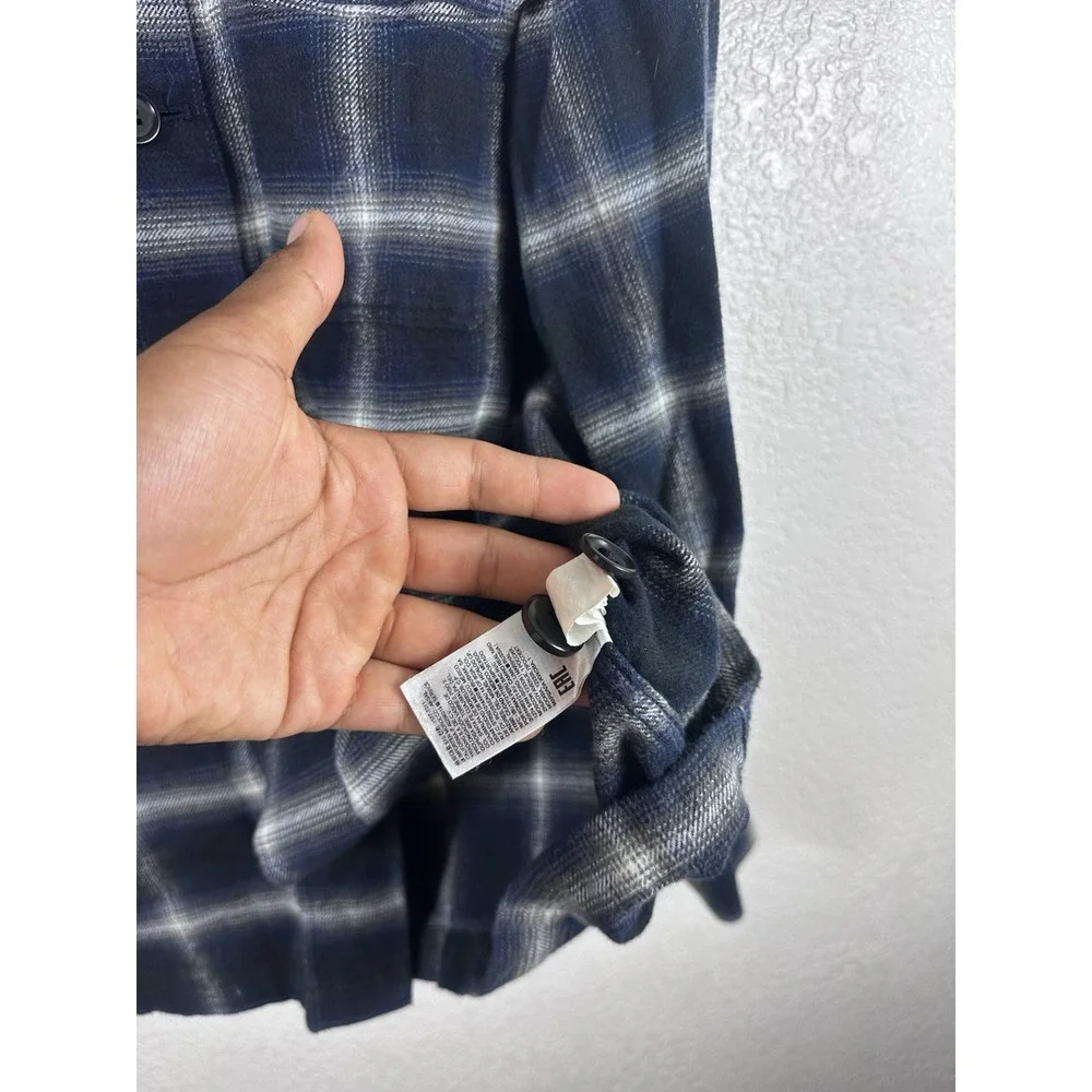 Banana Republic Men's Plaid Wool Blend Overshirt Jacket Blue Gray Size Large